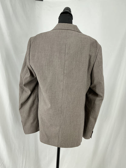 ZARA Tan Herringbone Weave Single-Button Blazer Size 40
