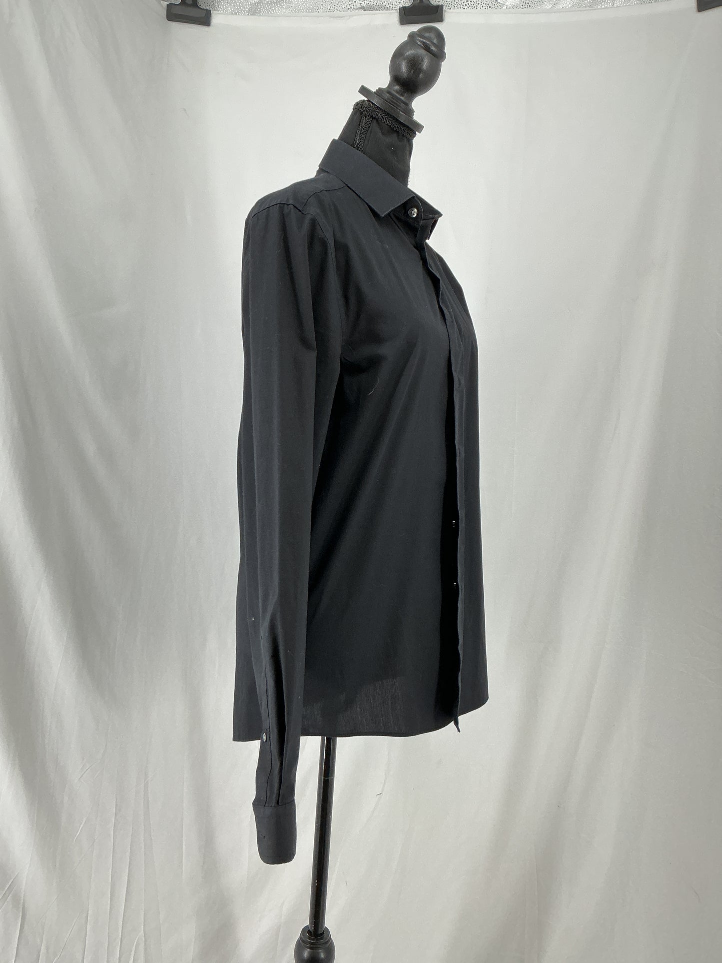 Black Fitted Long Sleeve Tailored Dress Shirt Size S