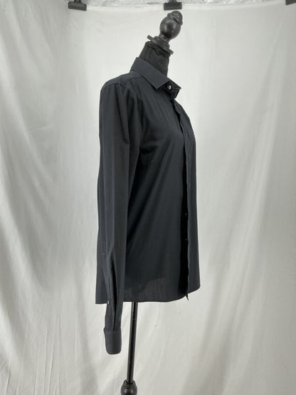 Black Fitted Long Sleeve Tailored Dress Shirt Size S