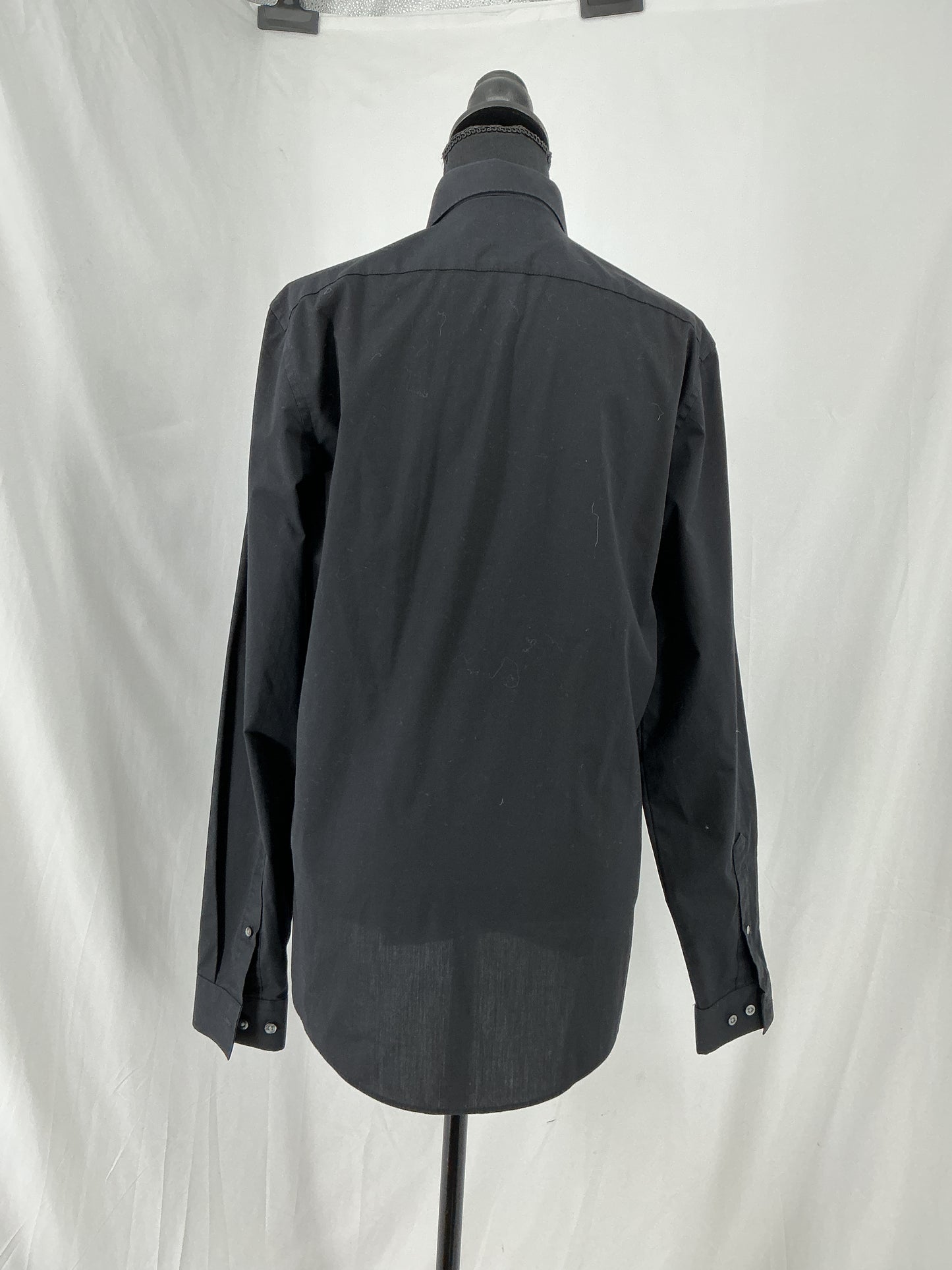 Black Fitted Long Sleeve Tailored Dress Shirt Size S
