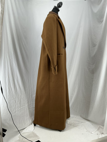 Classic Camel Double Breasted Maxi Coat Size XL