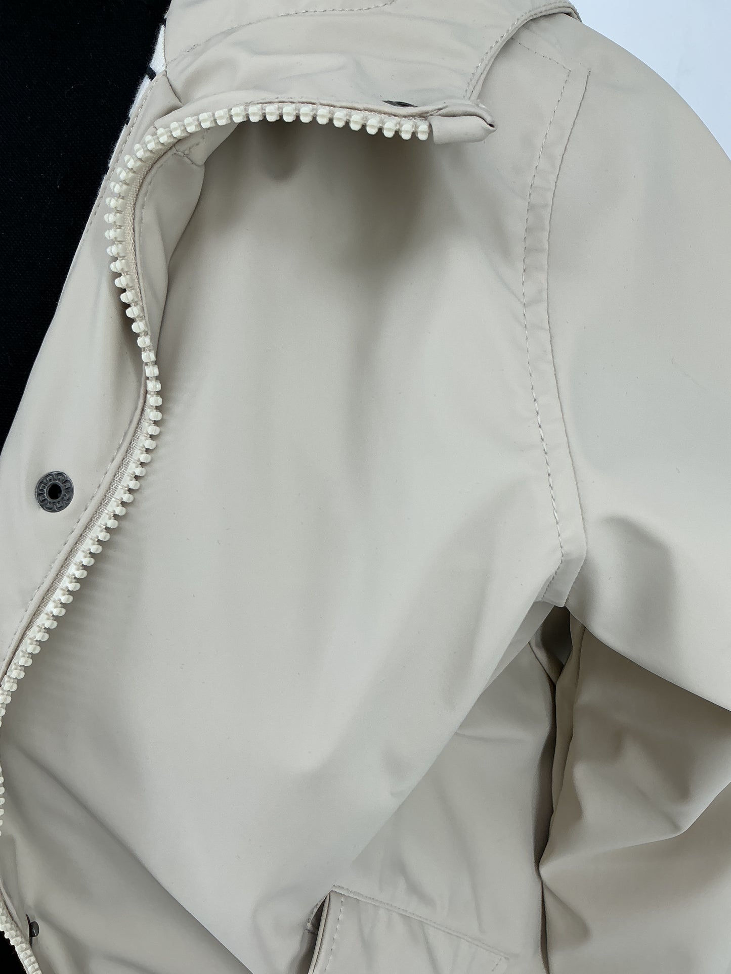 ZARA Kids Khaki Short Hooded Zip-Up Jacket with Striped Lining Size 148cm