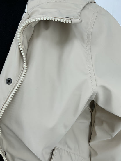 ZARA Kids Khaki Short Hooded Zip-Up Jacket with Striped Lining Size 148cm