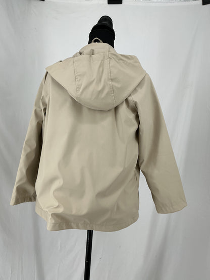 ZARA Kids Khaki Short Hooded Zip-Up Jacket with Striped Lining Size 148cm