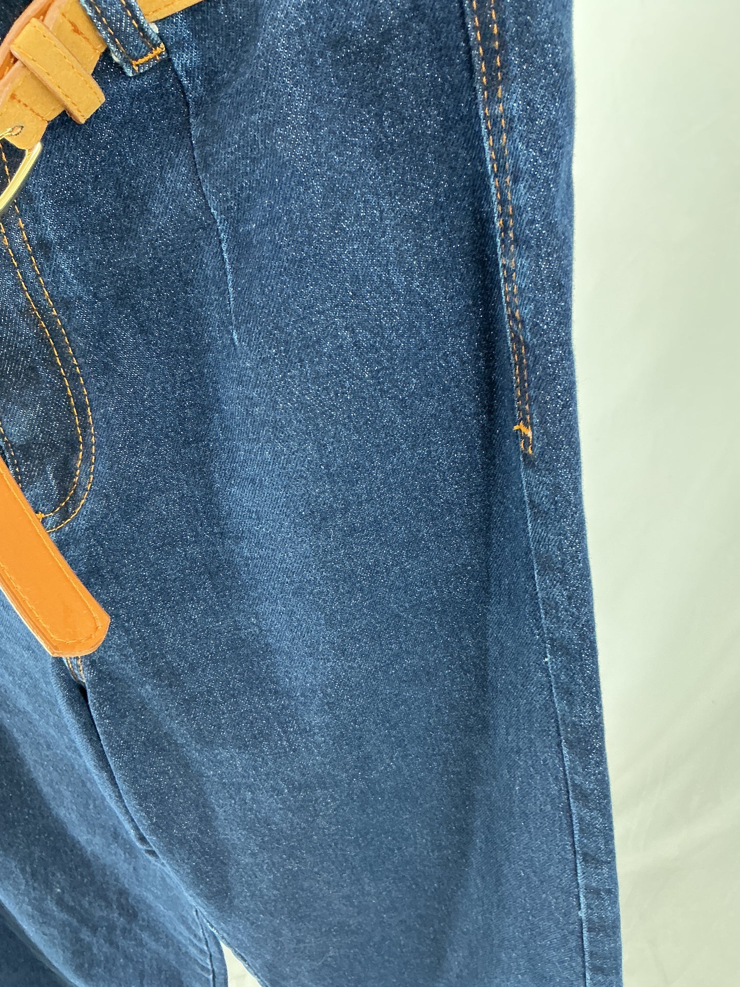 ZARA Blue Jeans With Brown Belt Size 6