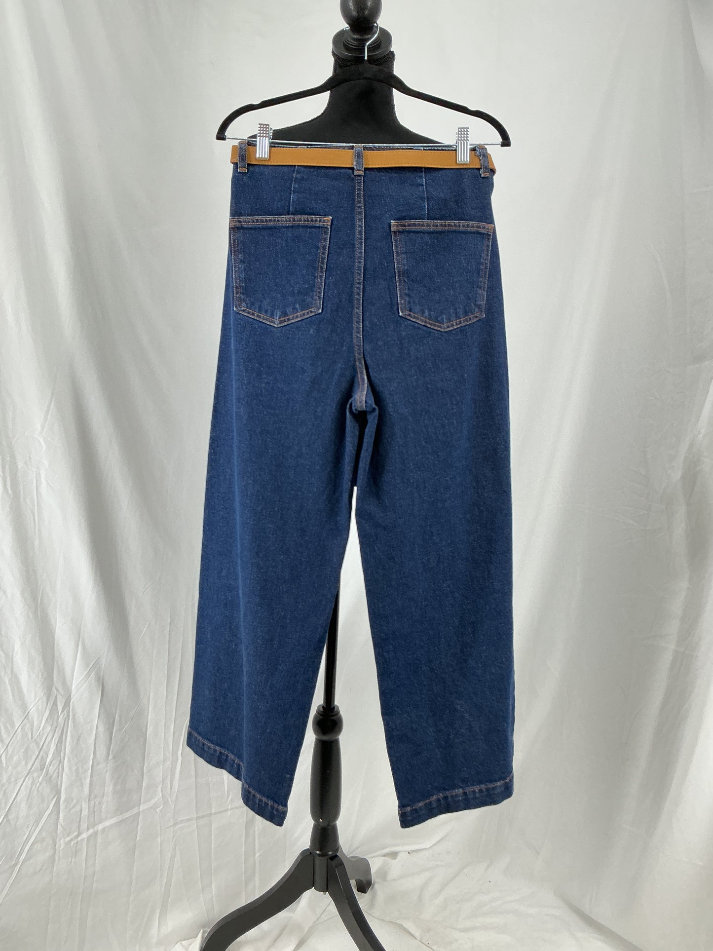 ZARA Blue Jeans With Brown Belt Size 6