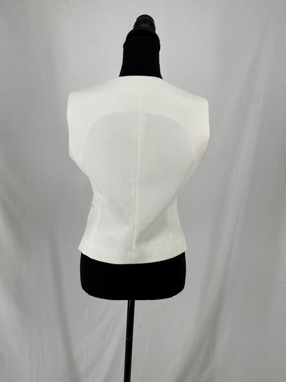 ZARA White Minimalist Asymmetrical Suiting Vest Size S