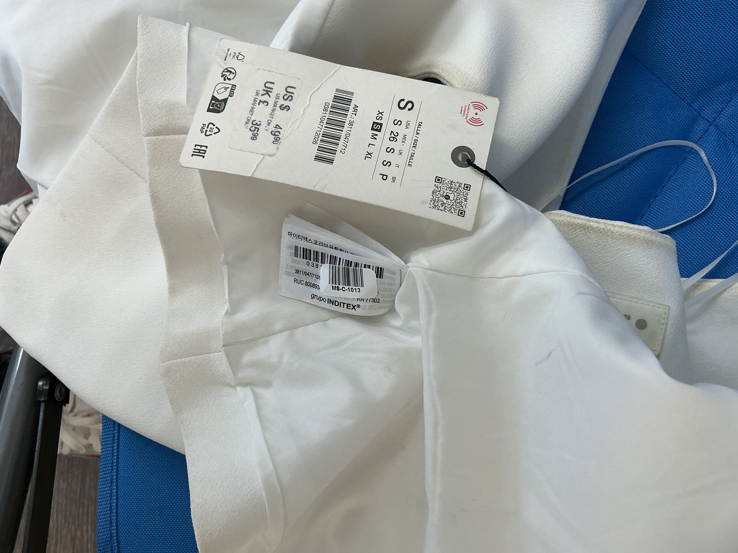ZARA White Minimalist Asymmetrical Suiting Vest Size S