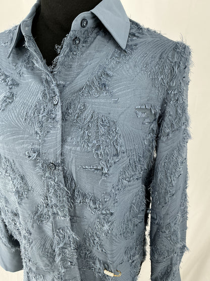 H&M Classic Blue Pinstripe Oversized Button-Down Shirt Size XS