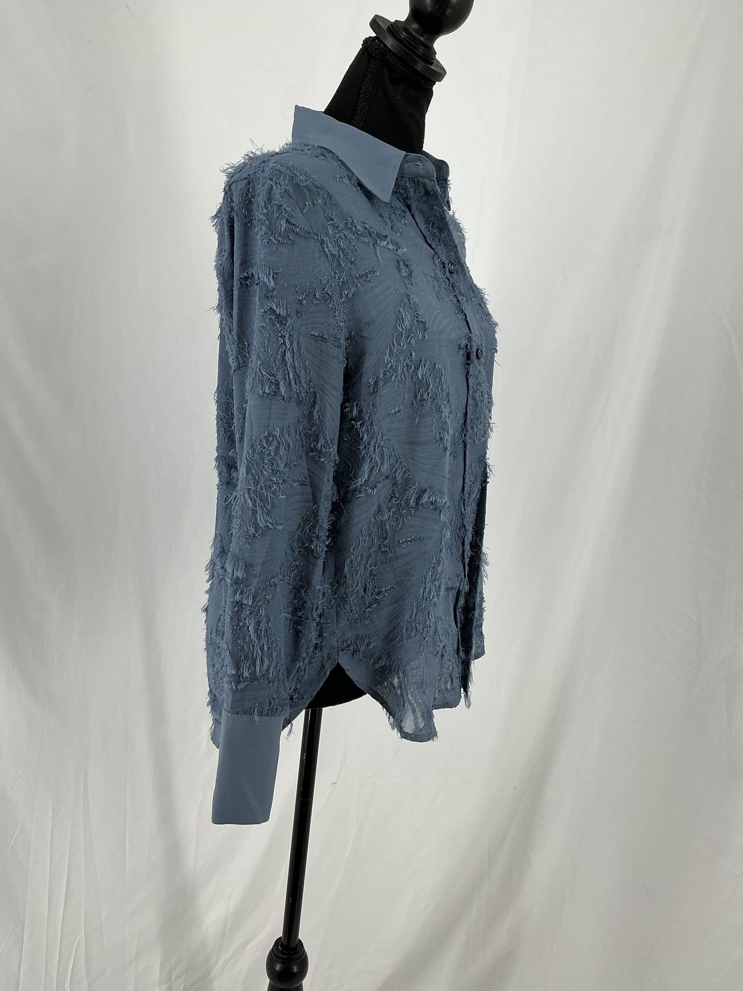 H&M Classic Blue Pinstripe Oversized Button-Down Shirt Size XS