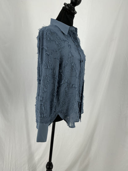 H&M Classic Blue Pinstripe Oversized Button-Down Shirt Size XS
