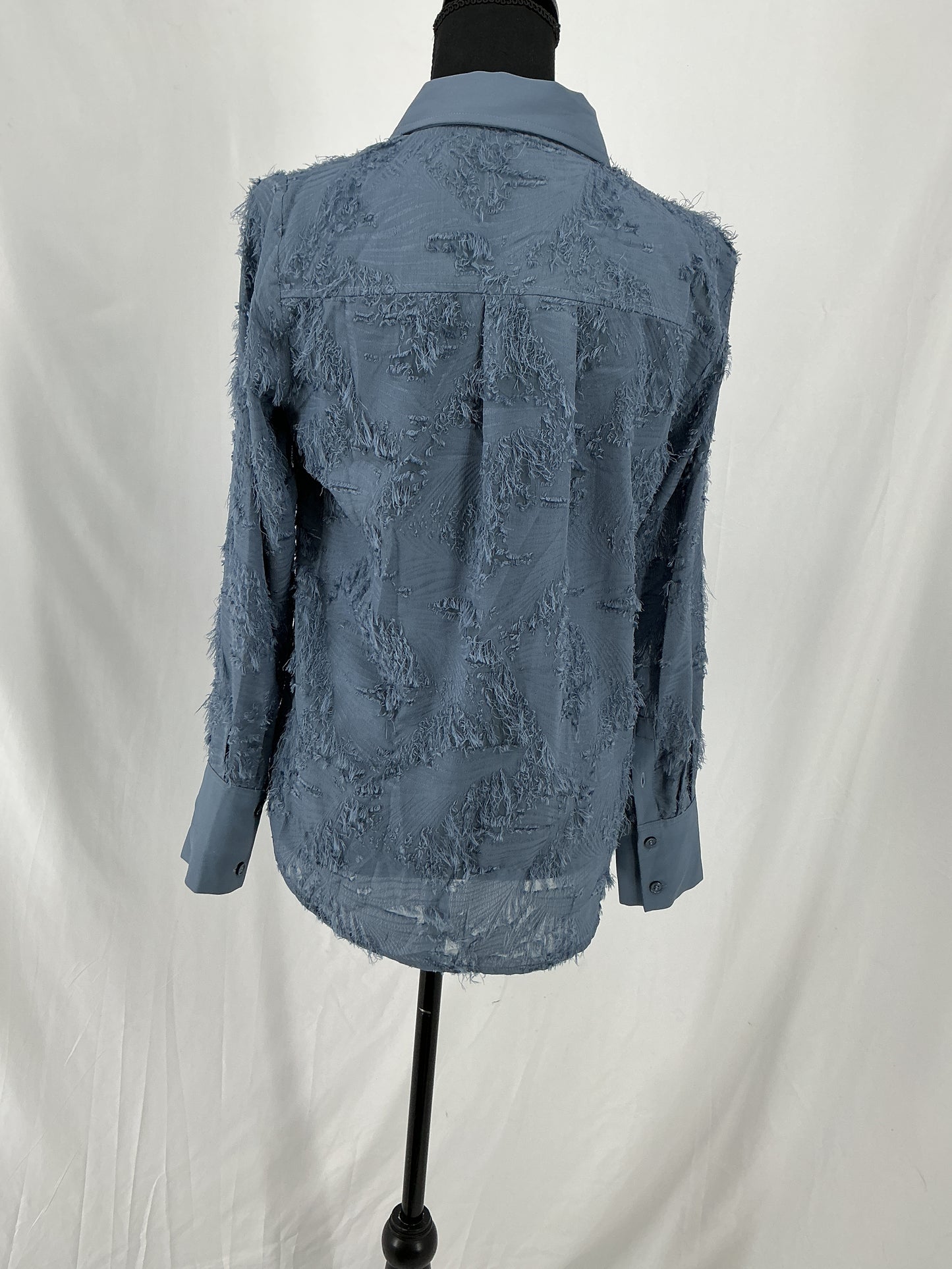 H&M Classic Blue Pinstripe Oversized Button-Down Shirt Size XS