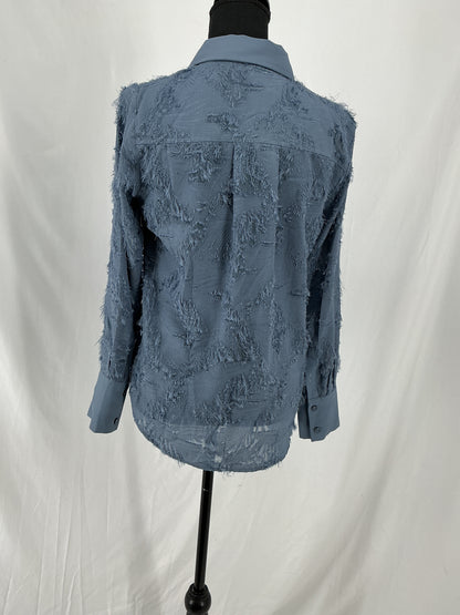 H&M Classic Blue Pinstripe Oversized Button-Down Shirt Size XS
