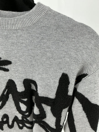 ZARA Kids Black Graphic Knit Statement Sweater Size 122cm