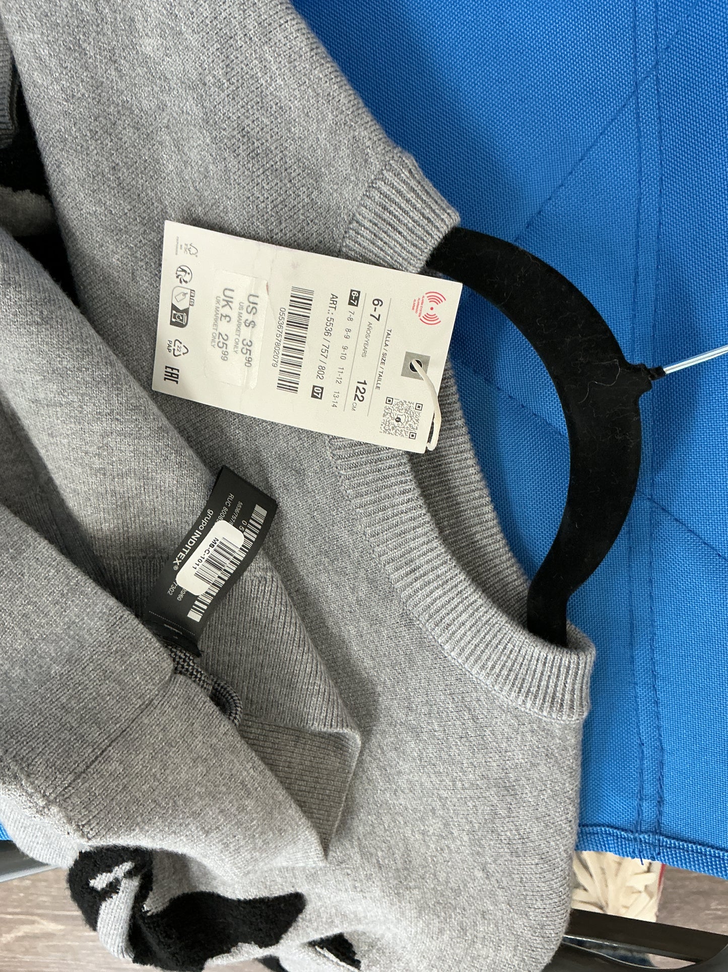 ZARA Kids Black Graphic Knit Statement Sweater Size 122cm