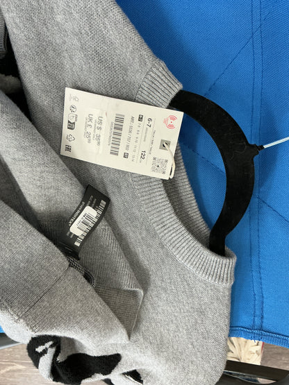 ZARA Kids Black Graphic Knit Statement Sweater Size 122cm