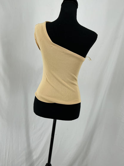 ZARA Beige One Shoulder Vest Top Size S