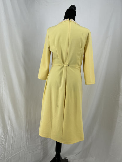 HOBEMTY Pearl Button Yellow Midi Dress Size M