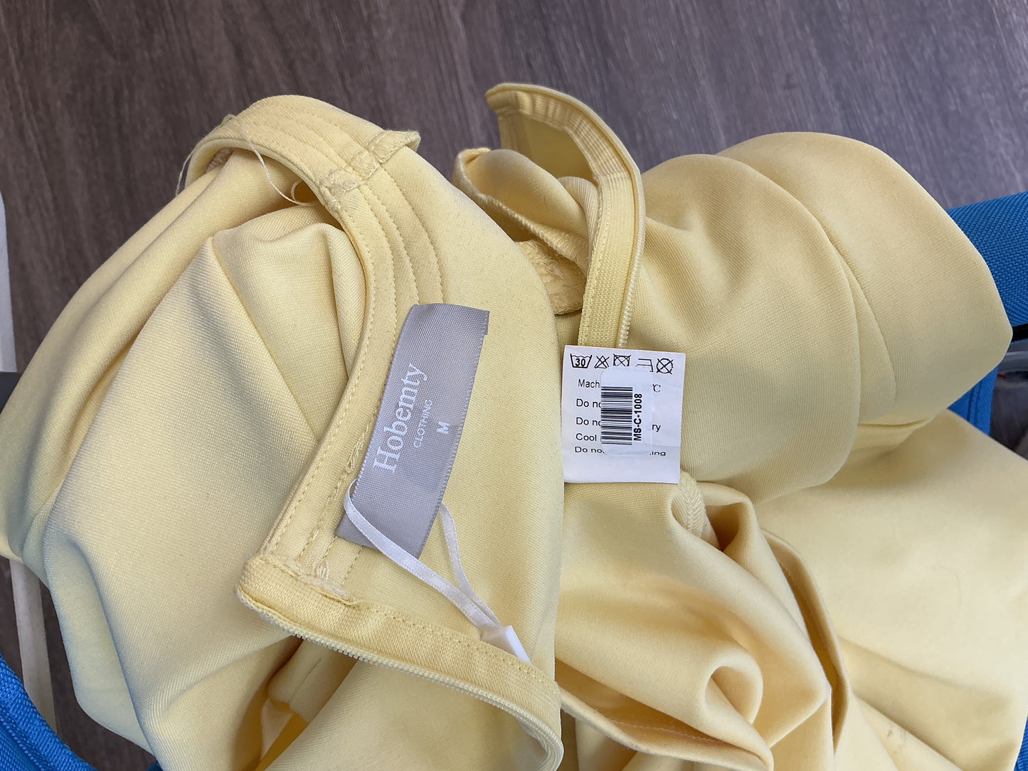 HOBEMTY Pearl Button Yellow Midi Dress Size M