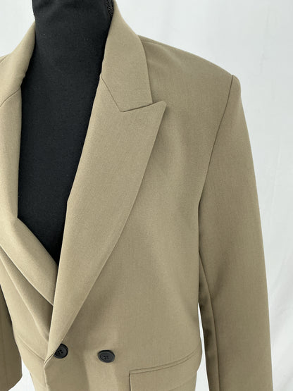 ZARA Minimalist Taupe Double Breasted Oversized Blazer Size S