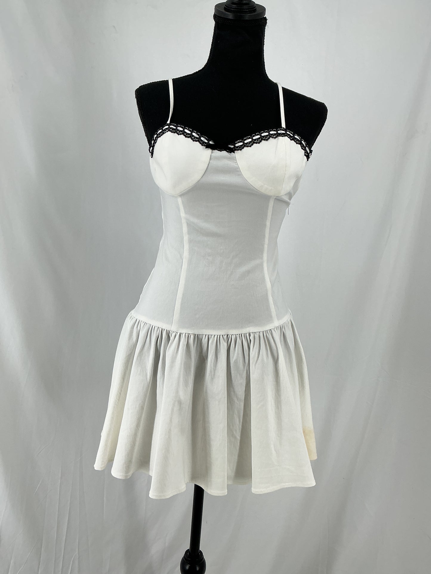 ZARA White Lace-Trim Bustier Mini Dress Size S