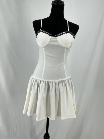 ZARA White Lace-Trim Bustier Mini Dress Size S