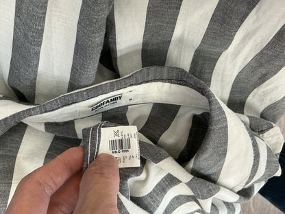 COOFANDY Black and White Vertical Stripe Button-Up Shirt Size M