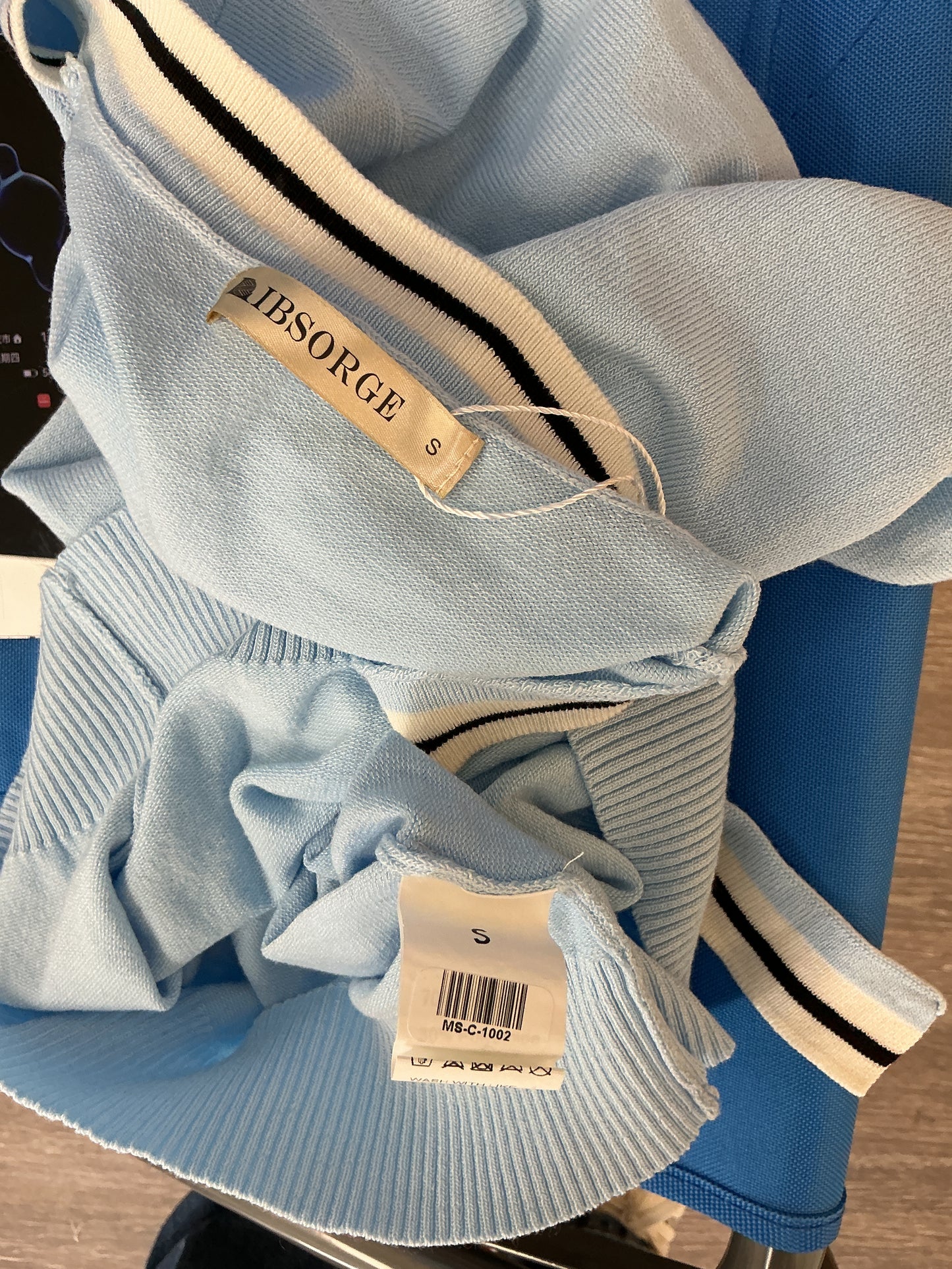 IBSORGE Light Blue Tie-Front Knit Top Size S