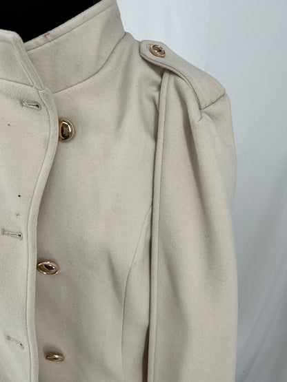 Allegra K Beige Double-Breasted Military Cape Coat Size M