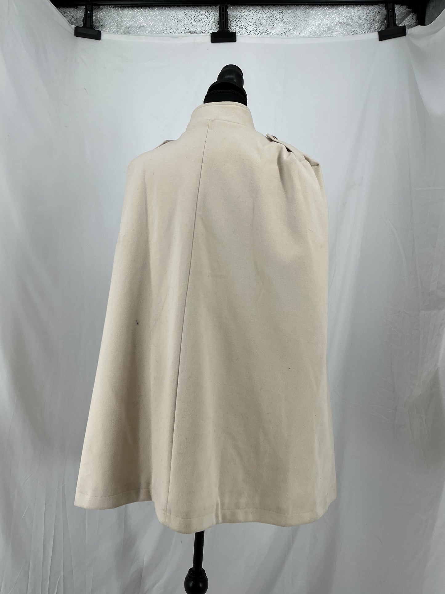 Allegra K Beige Double-Breasted Military Cape Coat Size M