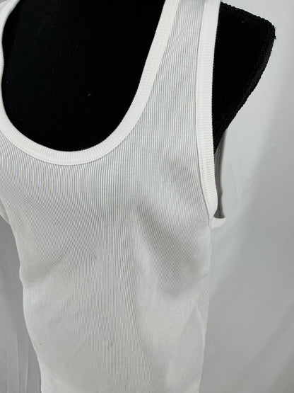 UNIQLO White Ribbed Tank Top Size L