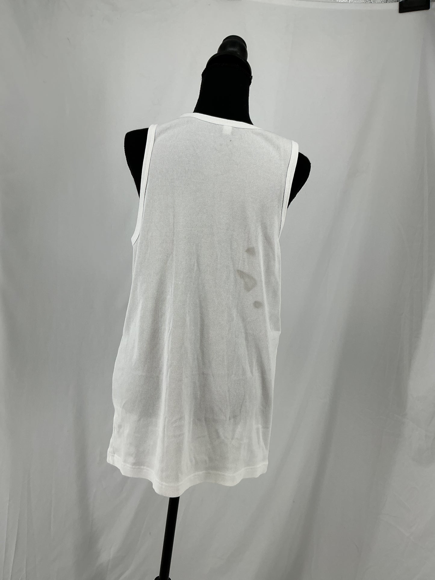 UNIQLO White Ribbed Tank Top Size L