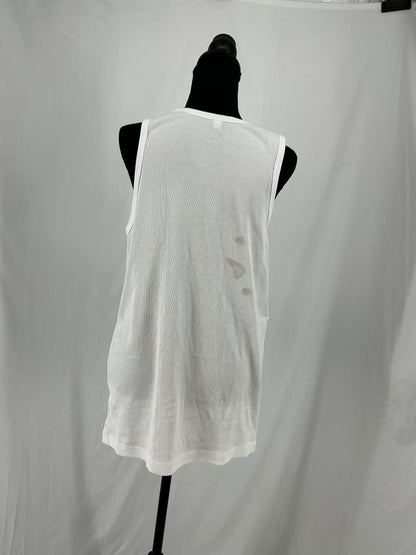 UNIQLO White Ribbed Tank Top Size L
