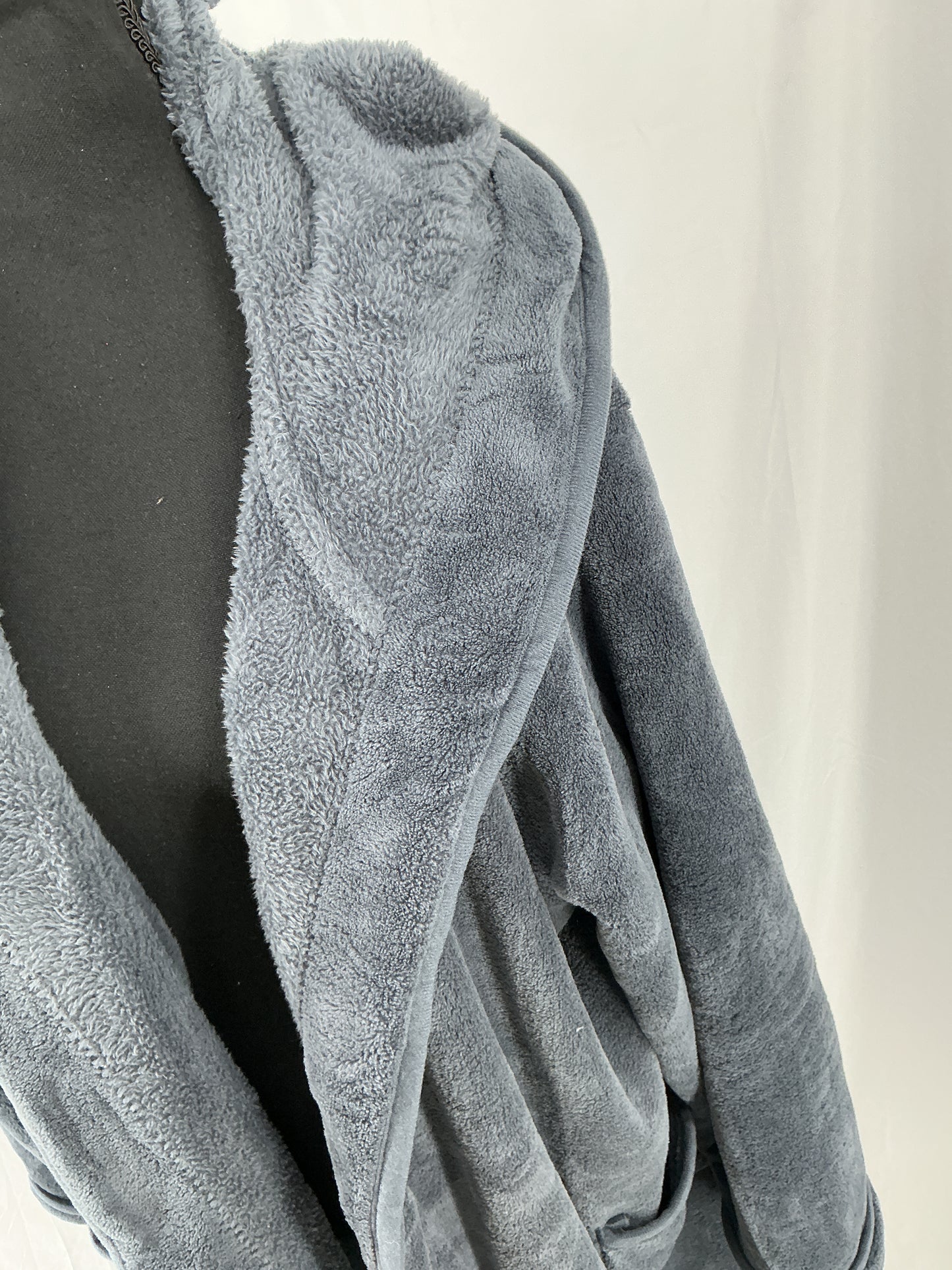 Dark Gray Fleece Hooded Robe Size L/XL