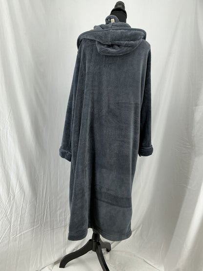 Dark Gray Fleece Hooded Robe Size L/XL