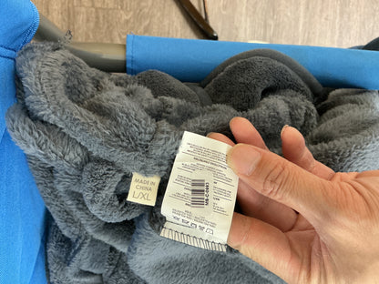 Dark Gray Fleece Hooded Robe Size L/XL