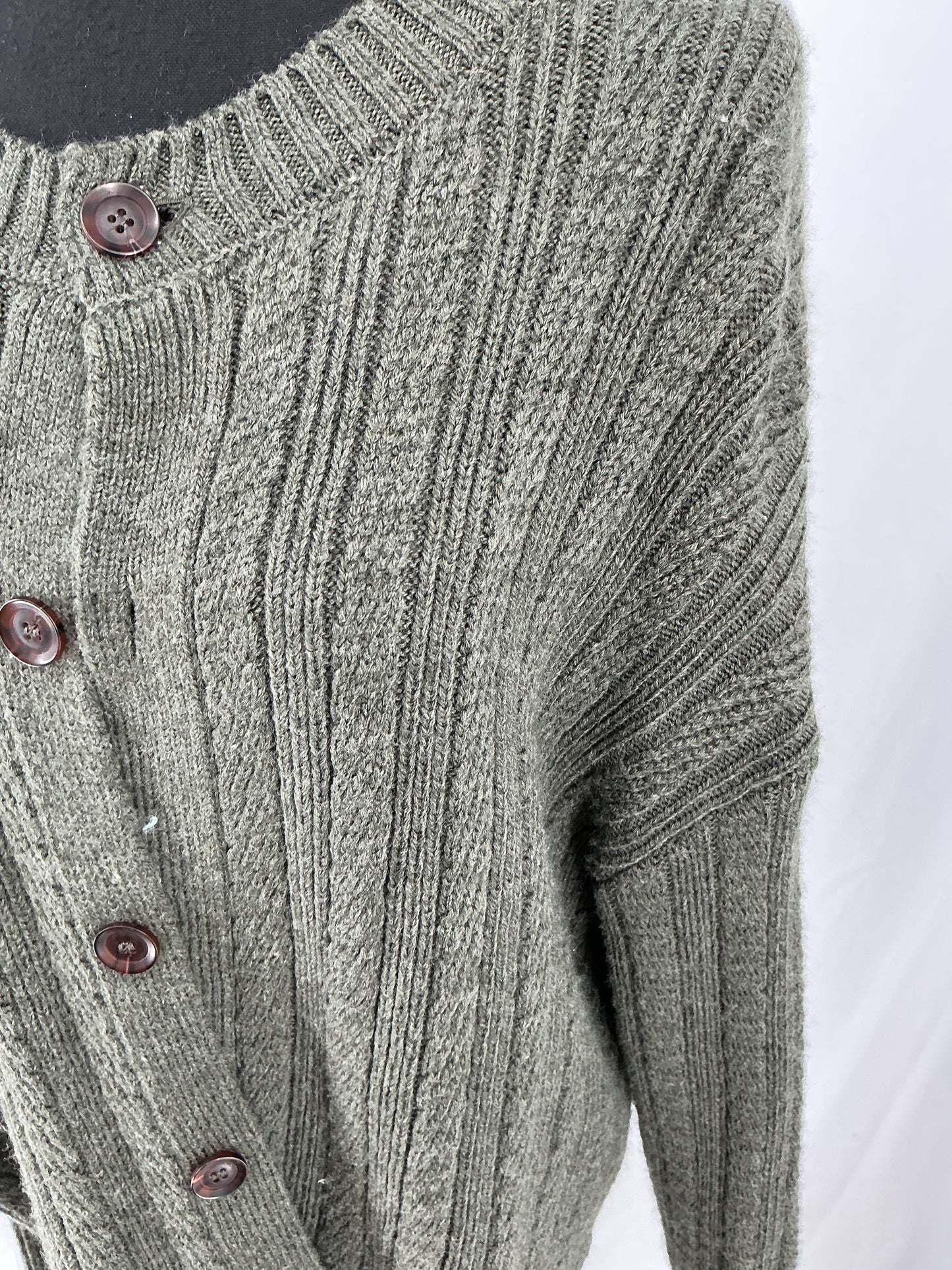ZARA Olive Green Chunky Knit Cardigan Size L