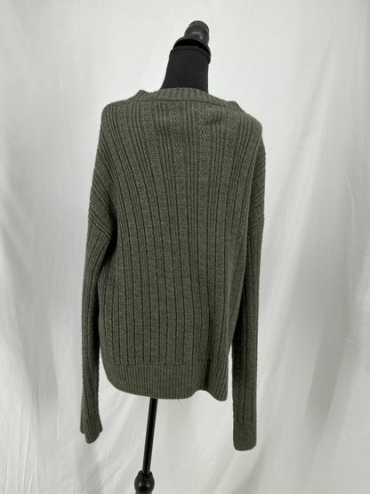 ZARA Olive Green Chunky Knit Cardigan Size L