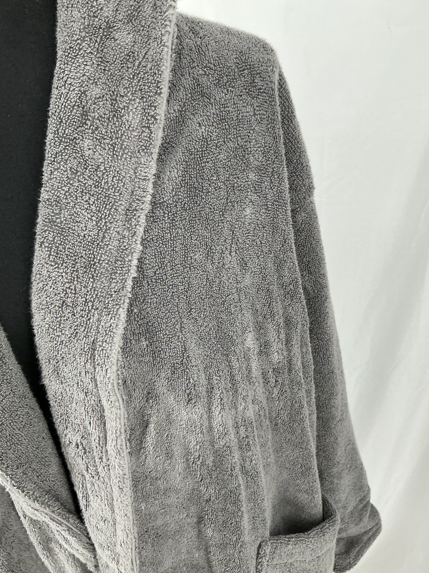Gray Plush Hooded Bathrobe Size L/XL