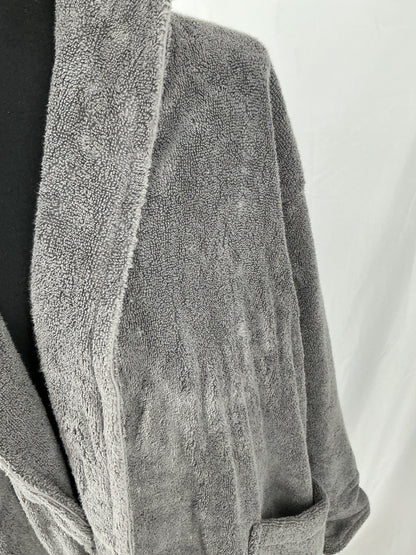 Gray Plush Hooded Bathrobe Size L/XL