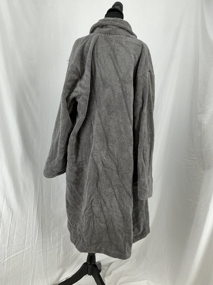 Gray Plush Hooded Bathrobe Size L/XL