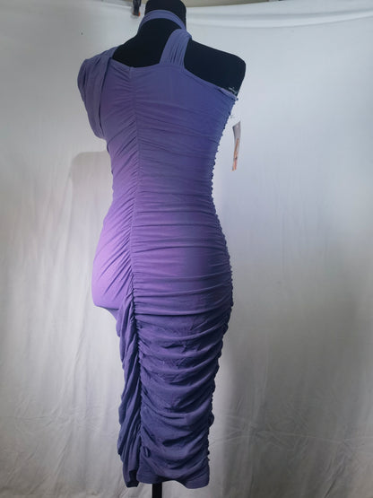 Pretty Garden Lavender Ruched Midi Dress Size Large Bodycon Off Shoulder Party Size S