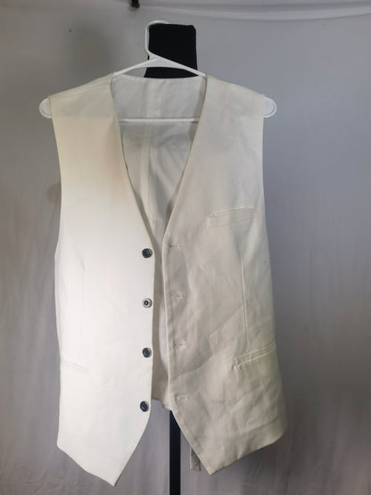 Mens Slim-Fit Four Button Vest White Size No