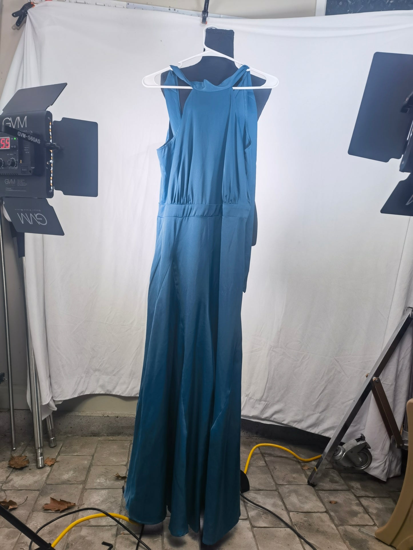 Women's Satin Tank Dress Elegant Sleeveless Mock Neck Split Hem Slip Wedding Party Formal Maxi Dress size no