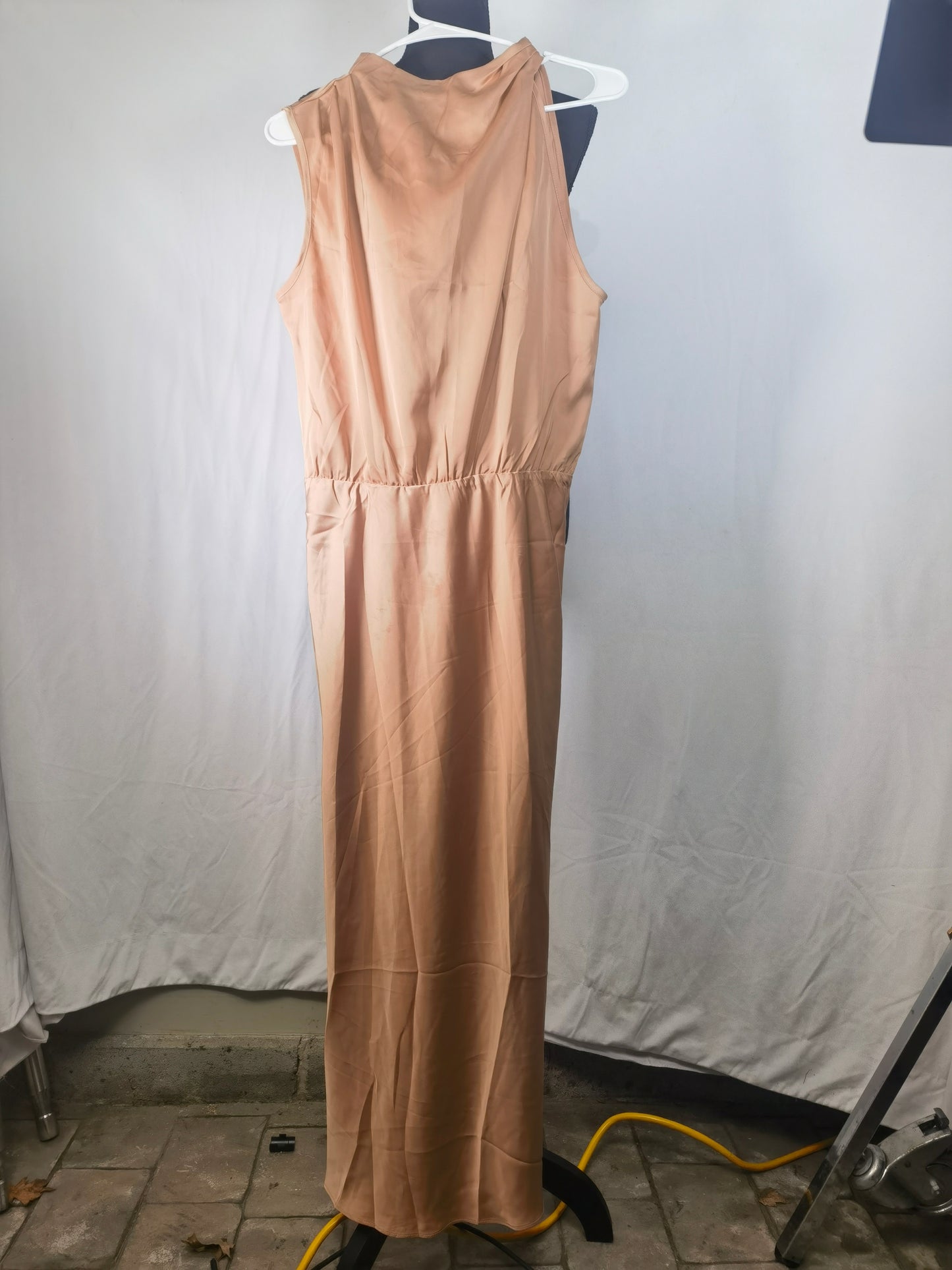 Halter Bridesmaid Dres Long Maxi Prom Dress A Line Wedding Party Dress Chiffon Maid of Honor Dress Burnt Orange US8size M