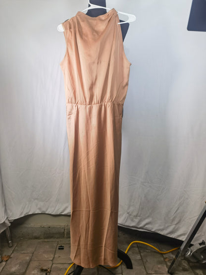 Halter Bridesmaid Dres Long Maxi Prom Dress A Line Wedding Party Dress Chiffon Maid of Honor Dress Burnt Orange US8size M