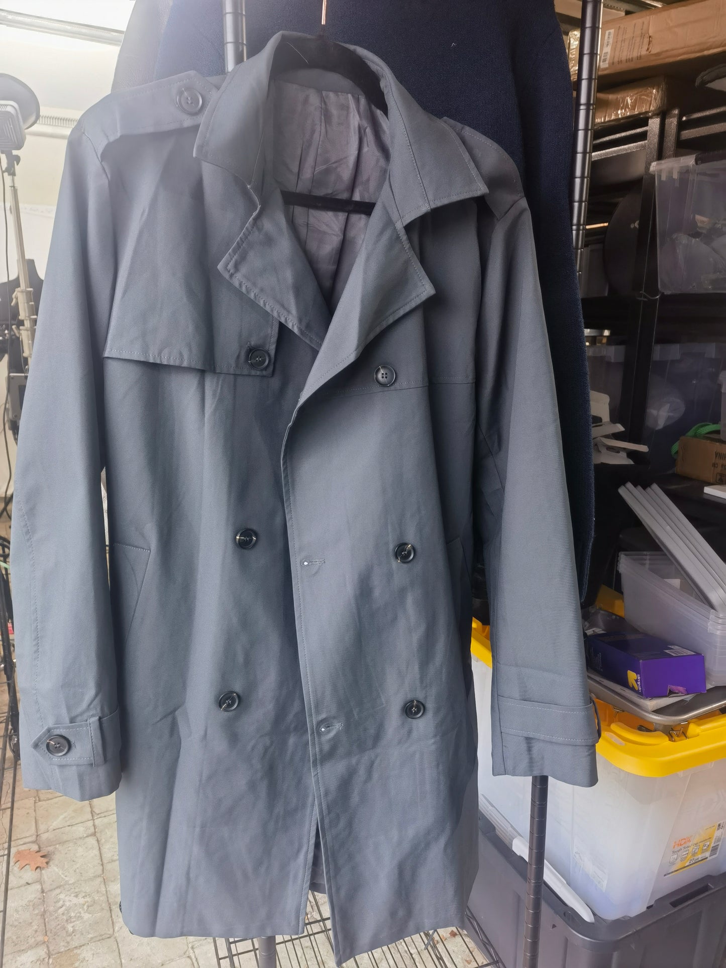 Pretifeel Mens Trench Coat Slim Fit Double Breasted Long Jacket Notched Lapel Belt Fall Windproof Coat Size Unavailable