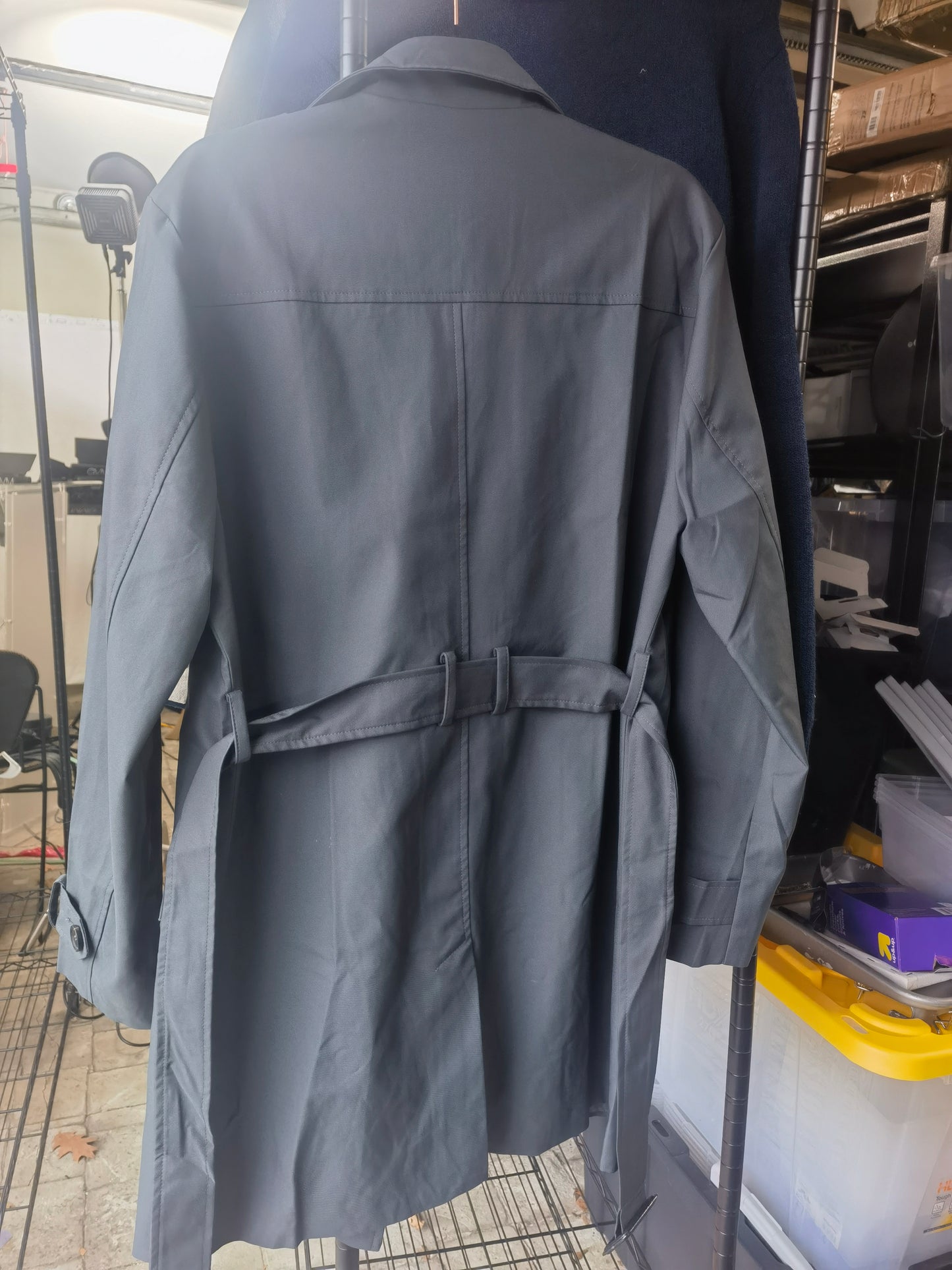 Pretifeel Mens Trench Coat Slim Fit Double Breasted Long Jacket Notched Lapel Belt Fall Windproof Coat Size Unavailable