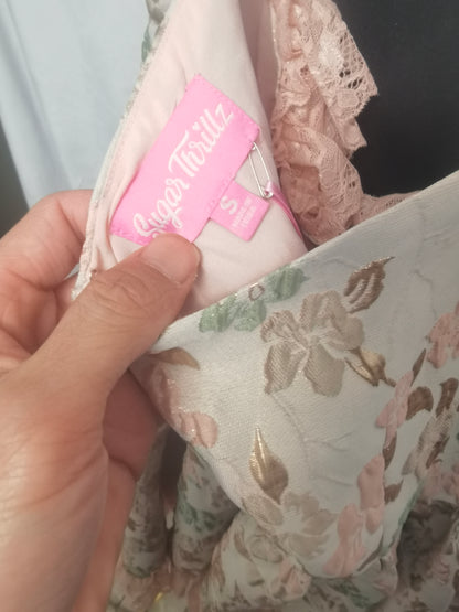 Tea And Circumstance Brocade Mini Dress - Pink Size S