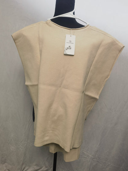 Women's Solid Sleeveless Vest Elegant High Neck Stretchable Cap Sleeve Knit Sweater Topss Size S